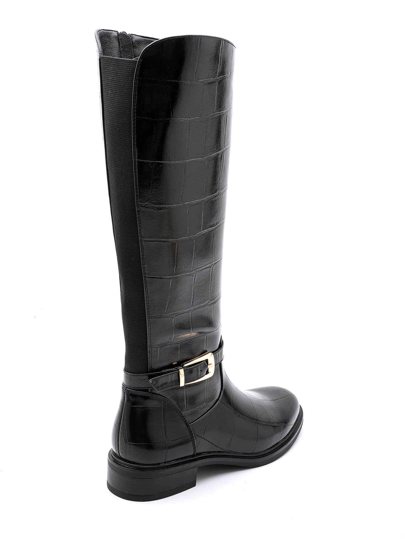 Czarne Wysokie Botki Stretch
