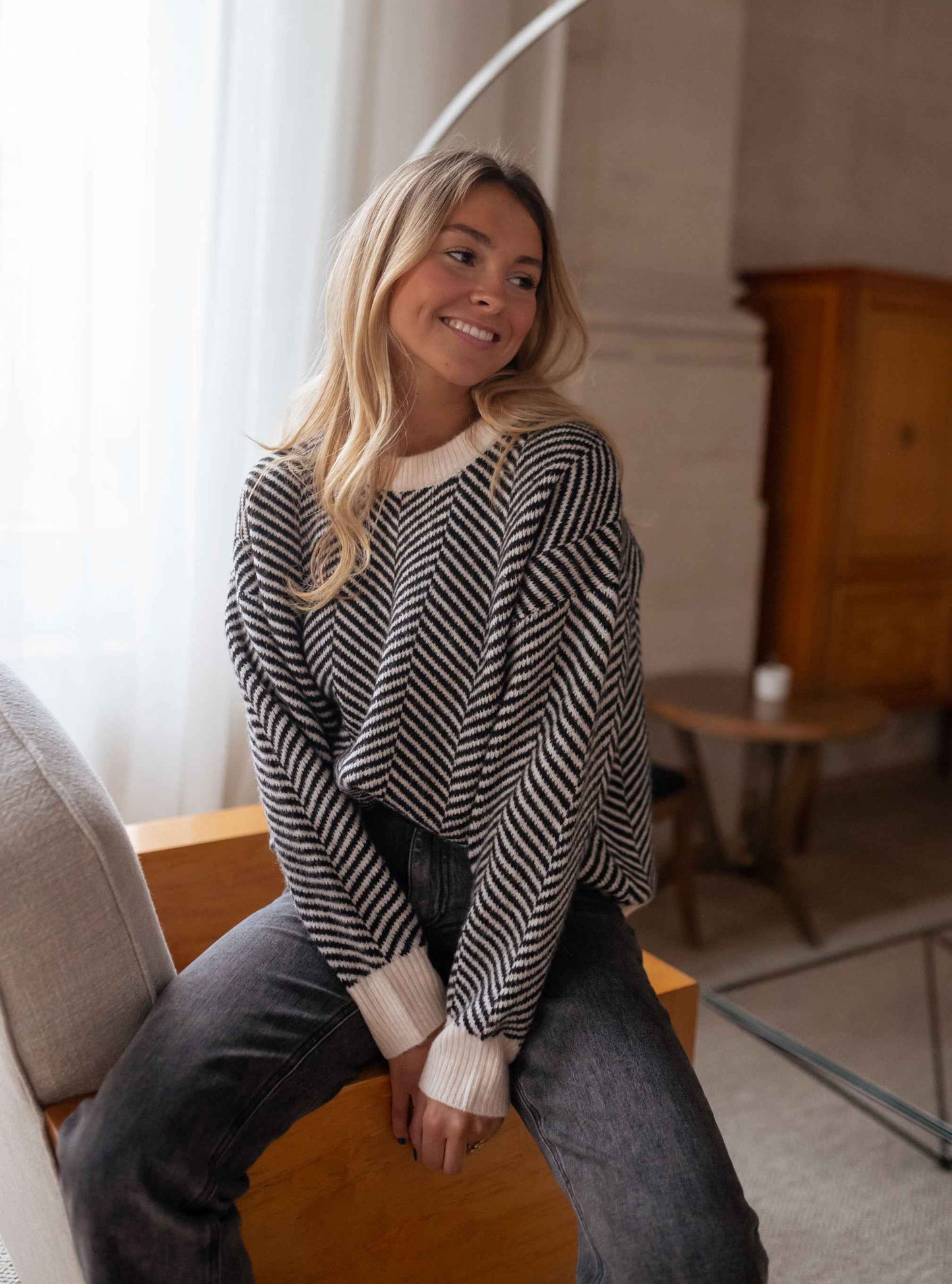 Lenya - Sweter z dzianinowym wzorem