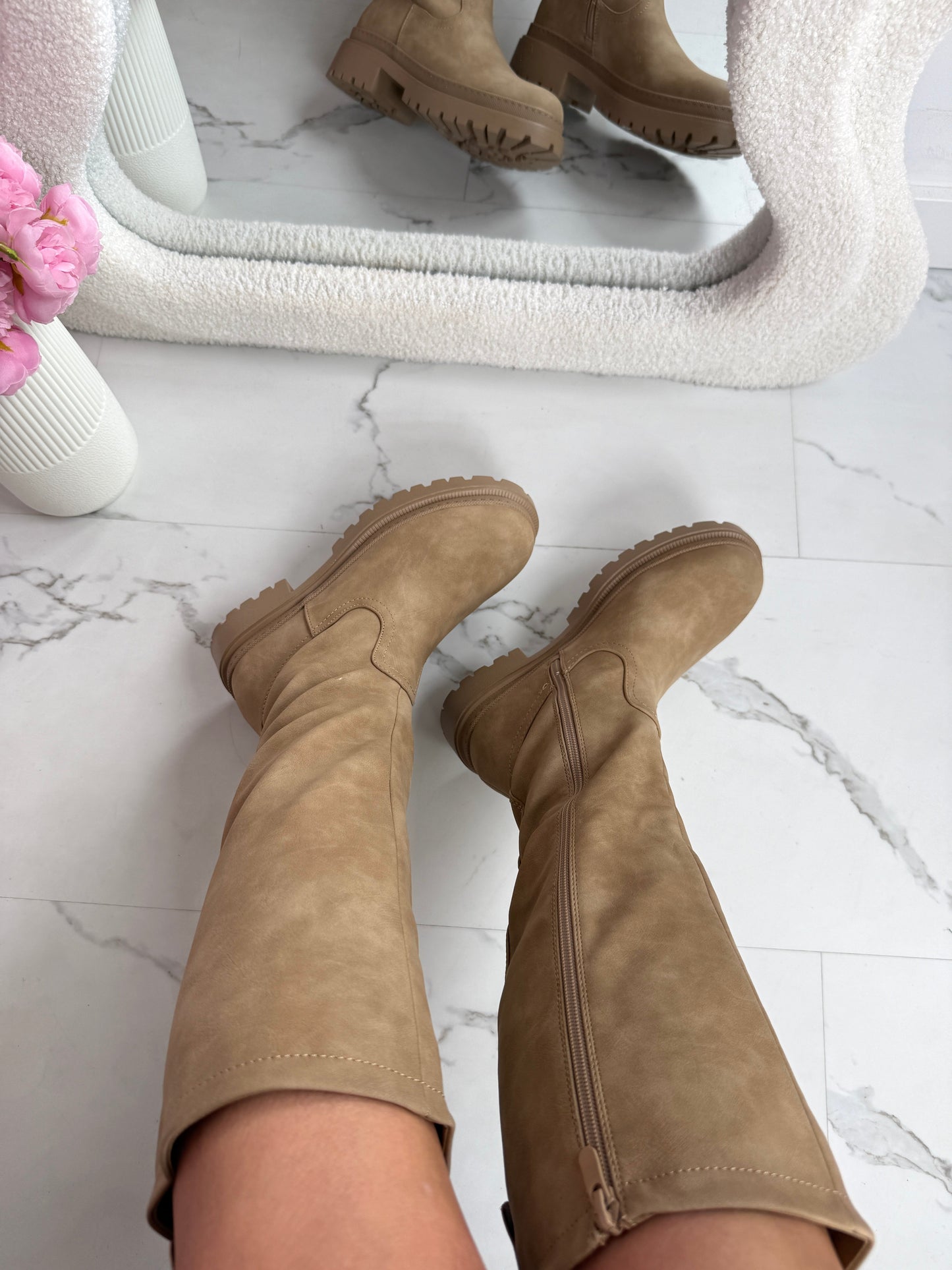 Anetta Khaki Wysokie Botki