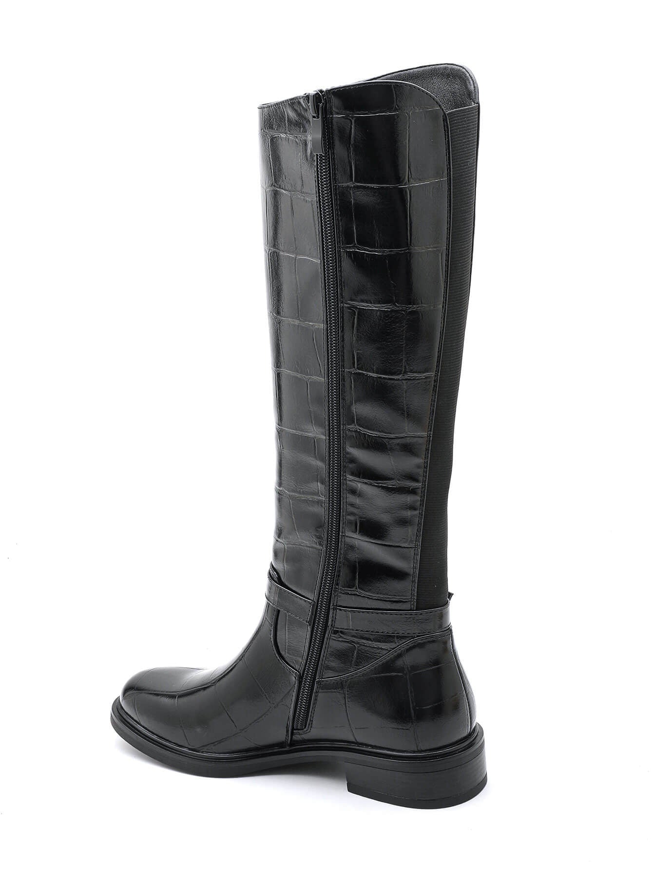 Czarne Wysokie Botki Stretch