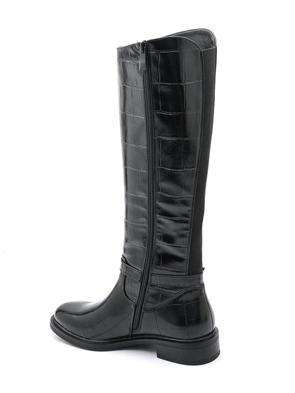 Czarne Wysokie Botki Stretch