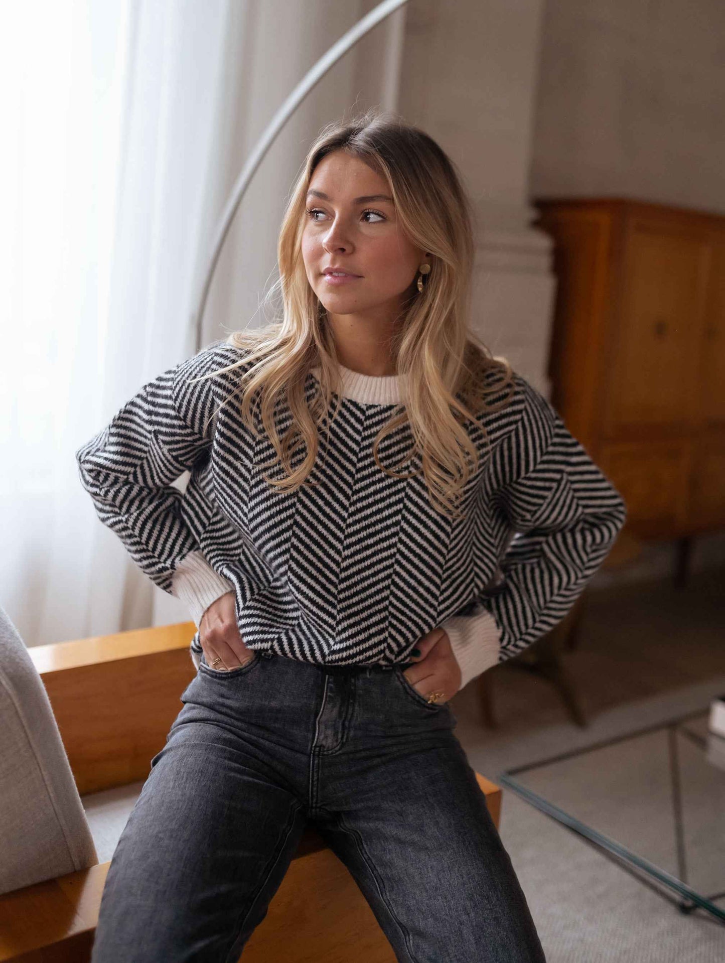 Lenya - Sweter z dzianinowym wzorem