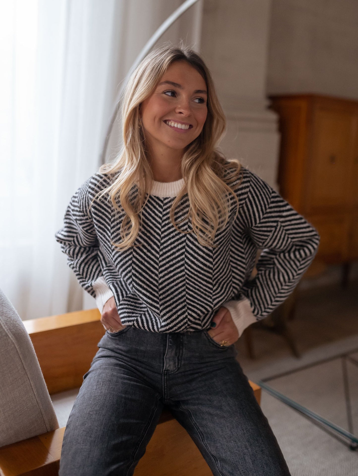 Lenya - Sweter z dzianinowym wzorem