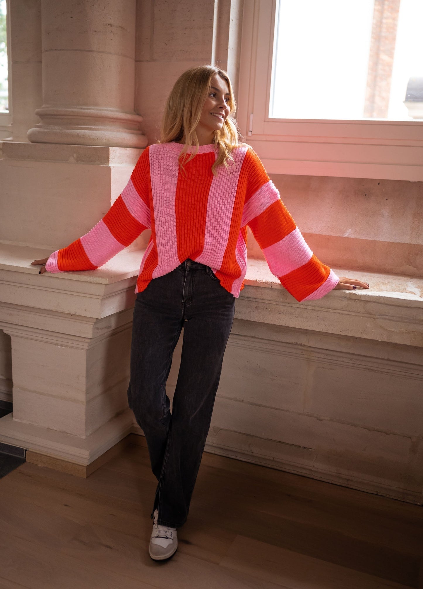 Pauline - Sweter z dzianiny w kolorowe paski