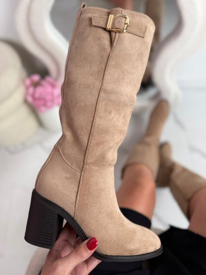 Sandy Khaki Wysokie Botki