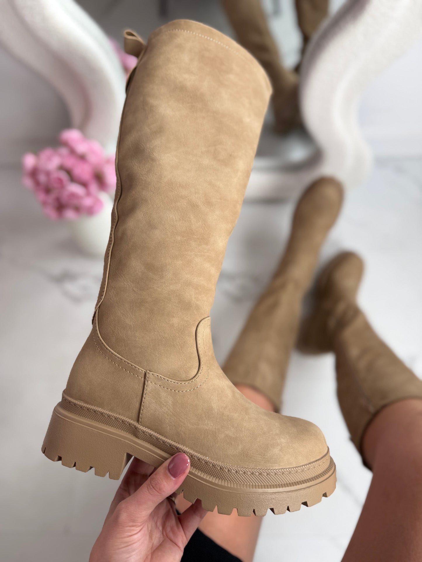 Anetta Khaki Wysokie Botki