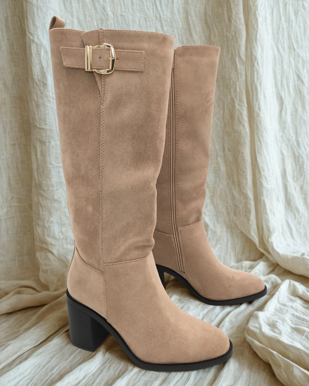 Sandy Khaki Wysokie Botki