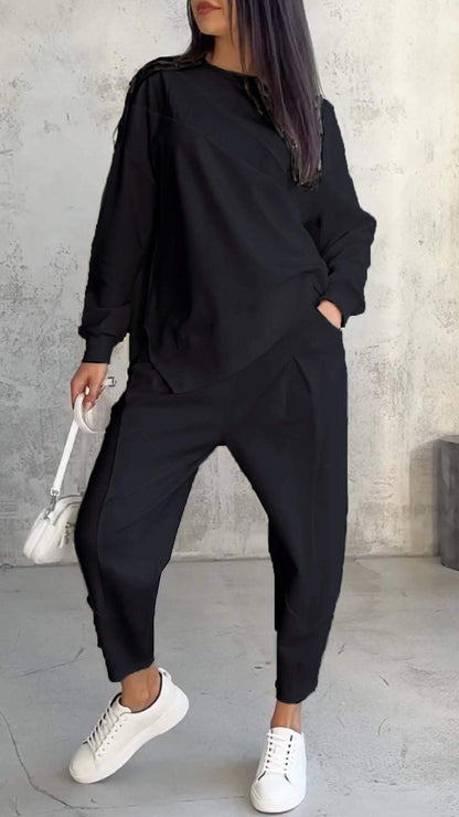 Babette - Dwuczęściowy komplet z okrągłym dekoltem i długim rękawem